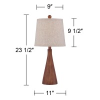 360 Lighting Fraiser Modern Accent Table Lamp 23 12 High Brown Faux Wood Tapered Column Oatmeal Drum Shade For Bedroom Living