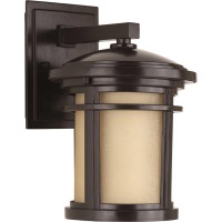 Progress Lighting Wish Collection 1-Light Etched White Linen Glass Craftsman Outdoor Small Wall Lantern Light Textured Black