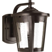 Progress Lighting East Haven Led Collection 1-Light Clear Seeded Glass Transitional Outdoor Medium Wall Lantern Light Antique Bronze