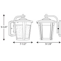 Progress Lighting East Haven Led Collection 1-Light Clear Seeded Glass Transitional Outdoor Medium Wall Lantern Light Antique Bronze