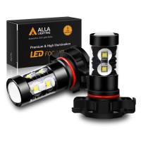 Alla Lighting Ps24W 5201 Drl 5202 Led Fog Lights Bulbs Canbus 6000K Xenon White, Super Bright 50W 12V 12085 9009 12085C1 Or Daytime Running Lights Lamps Replacement