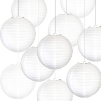 Novelty Place 10 Inch White Paper Lanterns (Pack Of 10) - Great Chinese/Japanese Home, Party & Wedding Decorations