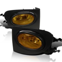 Spec-D Tuning Yellow Lens Fog Lights + H11 Bulbs + Switch Included Compatible With Honda Civic 3Dr Hatch Si 2002-2005 L+R Pair Assembly