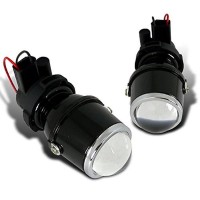 Spec-D Tuning H3 12V/55W Glass Projector Clear Fog Lights W/Bracket Left + Right Pair