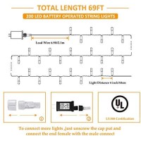 200 Led Indoor String Light With Remote And Timer On 69Ft Clear String (8 Modes, Dimmable, Low Voltage Plug, Warm White)