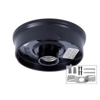 B&P Lamp 4 Inch Fitter Wired Flush Mount Ceiling Fixture, Black