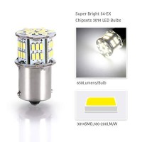 Luyed 2 X 650 Lumens 12V-24V 1156 1141 1003 3014 54-Ex Chipsets Led Bulb Used For Back Up Reverse Lights,Brake Lights,Tail Lights,Rv Light,Xenon White