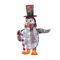 National Tree 36 Inch Penguin With Red Top Hat And Candy Cane With 100 White Led Lights (Df-100020U)