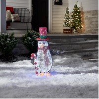 National Tree 36 Inch Penguin With Red Top Hat And Candy Cane With 100 White Led Lights (Df-100020U)