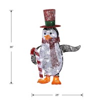 National Tree 36 Inch Penguin With Red Top Hat And Candy Cane With 100 White Led Lights (Df-100020U)