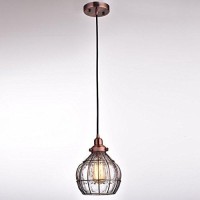 Yubole Vintage Pendant Light Kitchen Island Hanging Light Fixture Cracked Glass Shade Red Antique Copper