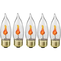 Creative Hobbies 10J Flicker Flame Light Bulb -Flame Shaped, E26 Standard Base, Flickering Orange Glow - Box Of 5 Bulbs