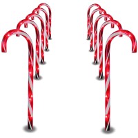 Prextex 10 Christmas Candy Cane Pathway Lights Markers For Indoor And Outdoor Use - Christmas Light Up Candy Cane Walkway Outside (2 Sets Of 5 Candy Canes, 22 Inches Tall)