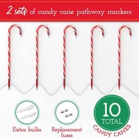 Prextex 10 Christmas Candy Cane Pathway Lights Markers For Indoor And Outdoor Use - Christmas Light Up Candy Cane Walkway Outside (2 Sets Of 5 Candy Canes, 22 Inches Tall)