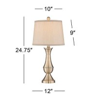 Regency Hill Becky Traditional Table Lamps 2475 High Set Of 2 Antique Brass Gold Metal Beige Tapered Drum Shade Decor For Living Room Bedroom House Bedside Nightstand Home Office Entryway