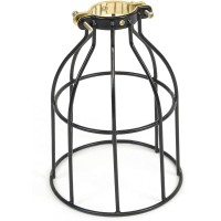 Rustic State Cylinder Metal Wire Hanging Pendant Light Cage, Lamp Shade, Bulb Cover Guard, Ceiling Fan Globe Replacement, Lighting Fixture - Industrial Diy Project - 5.5 Inch Diameter - Black