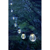 Moonrays 91129 Solar Powered Globe String Lights, 10 Lights Per 15.42 Feet Of Cord, White Leds