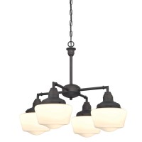 Westinghouse Lighting 6342000 Scholar Four-Light Indoor Convertible Chandelier/Semi-Flush Ceiling Fixture, Oil Rubbed Bronze Finish With White Opal Glass, Oil-Rubbed Bronze