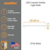 Sunlite 53155-Su Led Linestra Vanity Ln150 Replacement Light Bulb, 39 Inches, 16 Watt (150W Equivalent), Dimmable, S14S Base, 1300 Lumens, 1 Count (Pack Of 1), 27K-Warm White