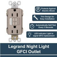 Legrand Radiant 1597Ntltrnicc4 15 Amp Night Light Gfci Self Test Tamper-Resistant Decorator Duplex Outlet With Cool Touch Led, Nickel (1 Count)