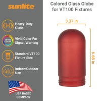 Sunlite 88152 Replacement Glass Globe For Vt100/Vta100 Light Fixtures, Frosted Red, Heavy Duty Glass, Indoor/Outdoor Use, Surface Or Wall Mount Weather Tight Fixtures, Commercial, Industrial Grade