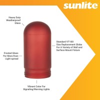 Sunlite 88152 Replacement Glass Globe For Vt100/Vta100 Light Fixtures, Frosted Red, Heavy Duty Glass, Indoor/Outdoor Use, Surface Or Wall Mount Weather Tight Fixtures, Commercial, Industrial Grade