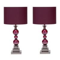 Urban Designs Loft Chic Glass Table Lamps Set Of 2 Purple Red 7710104