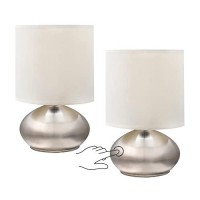 Catalina 18581-000 Transitional 2 Pack Matching Small Touch Table Lamp Set, 9.25, Classic Brushed Nickel, 2 Count