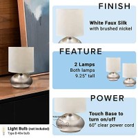 Catalina 18581-000 Transitional 2 Pack Matching Small Touch Table Lamp Set, 9.25, Classic Brushed Nickel, 2 Count