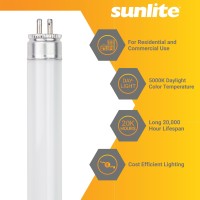 Sunlite 30259 F54T5/841/Ho 4 Foot T5 Linear Fluorescent Lamp, 54 Watts, 5000 Lumens, 5000K Super White, Miniature G5 Bi-Pin Base, High Performance Straight Tube, 12 Pack