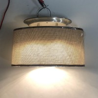 Dream Lighting Led 12Volt Dc Fabric Light Fixtures/Vintage Dining Lights/Vehicle Decorative Lamp With Brown Burlap Elliptical Oval Ceiling Light Shade - 0.49A, 6W, No Switch