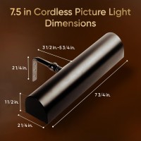 Concepdesigns Picture Light Battery Operated Picture Light Dimmable Wireless Picture Lights For Wall Art Light Library Light