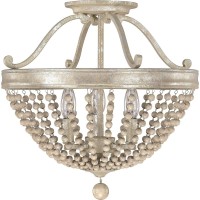 Capital Lighting 4444Sq Adele French Country Beaded Semi Flush Ceiling Light Fixture, 3-Light 180 Total Watts, 16