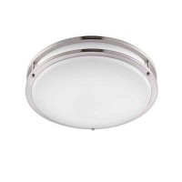 Designers Fountain Ev1414L30-35 14 In. Brushed Nickel/White Led Ceiling Low-Profile Flush Mount, 3000