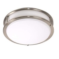 Designers Fountain Ev1414L30-35 14 In. Brushed Nickel/White Led Ceiling Low-Profile Flush Mount, 3000