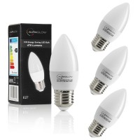 Auraglow 5W Led E27 Candle Light Bulb, Cool White, 6000K, 470 Lumens - 40W Eqv - 4 Pack