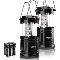 Vont 2 Pack Led Camping Lantern, Super Bright Portable Survival Lanterns, Must Have During Hurricane, Emergency, Storms, Outages, Original Collapsible Camping Lights/Lamp (Batteries Included)