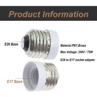 Twdrtdd Fineled 3Pack E26 E27 To E17 Socket Adapter,Medium Screw To Intermediate Base E17 Light Bulb Socket Adapter Converter Reducer (3Pack)