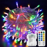 Echosari Christmas String Lights 100 Leds Outdoor Led Fairy String Lights Battery Operated With Remote (Dimmable, Timer, 8 Modes) - Multicolor