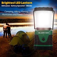 Blazin Ultra Bright Camping Lantern - Waterproof, Portable & Lightweight, 500 Lumens Rechargeable Camping Light, Runs Up To 6 Days - Ideal For Camping, Hurricane, Power Outages & Emergencies