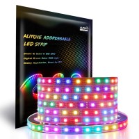 Alitove Ws2812B Individually Addressable Led Strip Light 5050 Rgb 16.4Ft 300 Led Pixel Flexible Lamp Tube Waterproof Ip67 Black Pcb Dc 5V