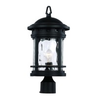 Trans Globe Lighting Imports 40373 Bk Transitional One Light Postmount Lantern From Boardwalk Collection In Black Finish, 9.00 Inches