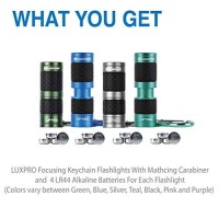 Luxpro - Lp130 Key Chain Led Flashlight, Maximum Brightness With Matching Carabiner Clip, 4 Pack Colors Vary