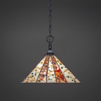 Chain Hung Pendant With Square Fitter Shown In Matte Black Finish With 14