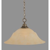 Chain Hung Pendant Shown In Brushed Nickel Finish With 20 Amber Marble Glass