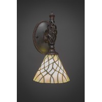 Elegante Wall Sconce Shown In Dark Granite Finish With 7 Sandhill Art Glass