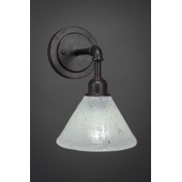 Vintage Wall Sconce Shown In Dark Granite Finish With 7 Gold Ice Glass