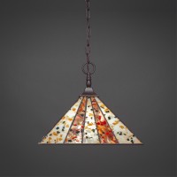 Chain Hung Pendant With Square Fitter Shown In Dark Granite Finish With 14