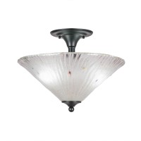 Semi-Flush With 2 Bulbs Shown In Matte Black Finish With 16 Frosted Crystal Glass