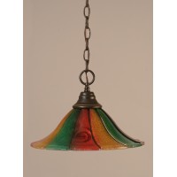 Chain Hung Pendant Shown In Dark Granite Finish With 14 Mardi Gras Glass